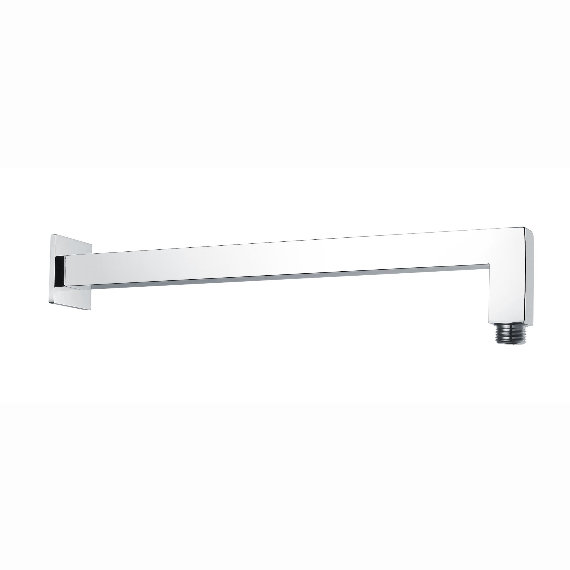 Square wall mounted 90 degree bend shower arm 370mm - chrome